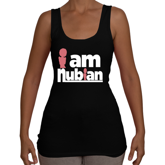 Ladies I am Nubian Tank Top T-Shirt (White Txt) - Nubian Goods